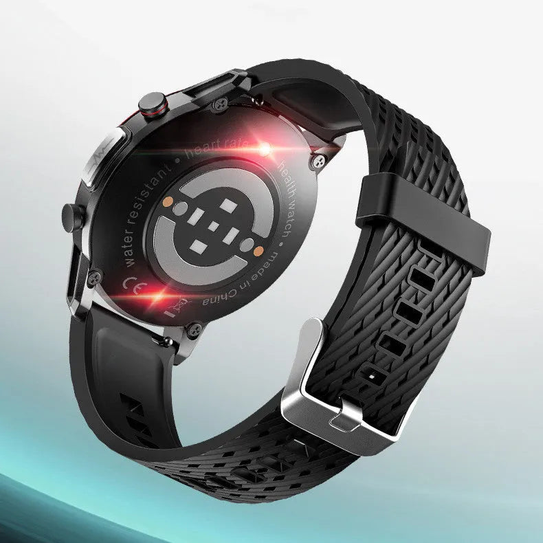 F800 ECG Blood Pressure Sports Smart Watch in black with 1.3-inch screen on a TPU wristband.