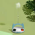 Cat stick toy with spinning ball and feather attachments in multiple colour options