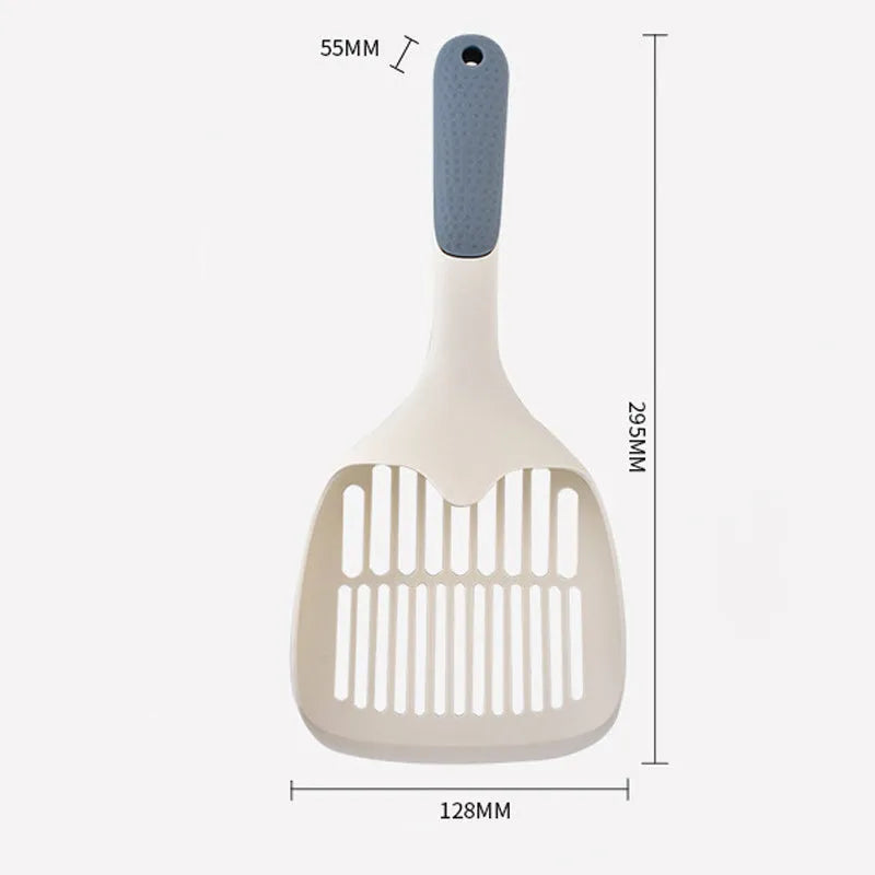 Large stainless steel cat litter shovel with mesh design and comfortable handle for pet cleaning