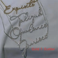 Stainless steel name necklace with diamond-studded letters on an adjustable chain in silver, gold or rose gold.