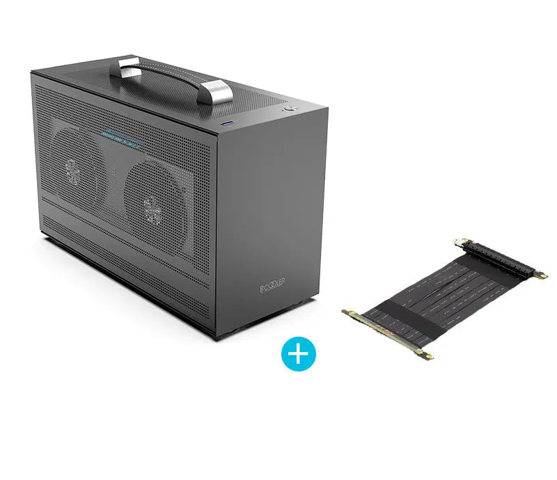 Hummingbird PRO ITX desktop computer chassis in titanium grey or white metal finish.