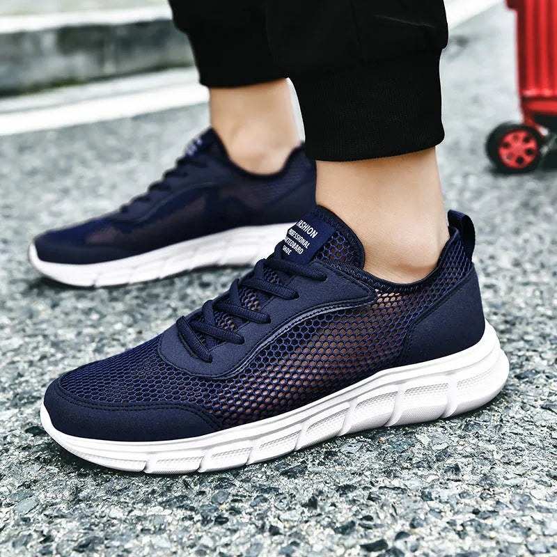 Net Shoes men's breathable hollow mesh sports shoes in black for summer