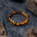 Little Lion Black and White Qiankun bracelet made from Bodhi seeds in a geometric ethnic design.