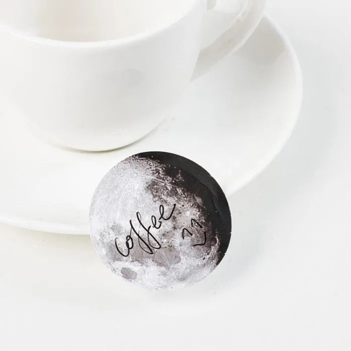 Black moon phase and calendar planet sticker set containing 45 pieces for decorative hand accounting