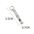 Metallic-coloured adjustable ultrasonic dog training whistle made from brass electroplated nickel.