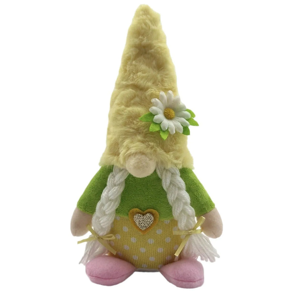 Faceless Rudolf cloth doll ornament in yellow hooded style for spring window decoration