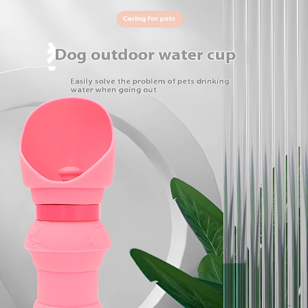 Silicone folding water cup for dogs shown in folded and unfolded states with colour options