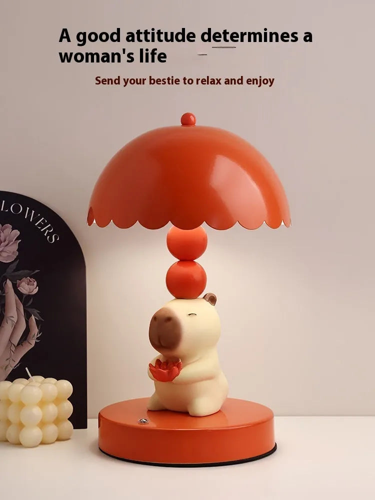 Cute Kappabala bedroom table lamp in resin and wrought iron, simple modern night light with lotus or Let It Be design