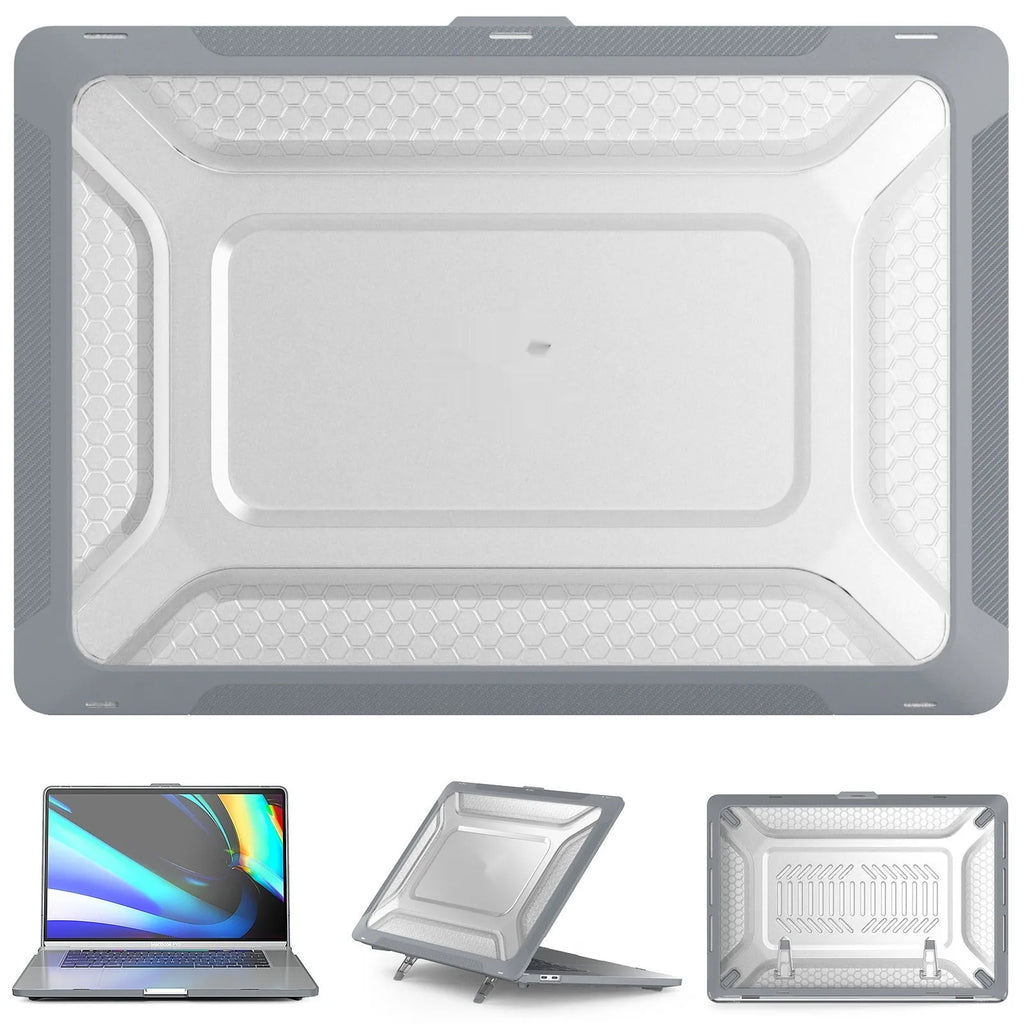 MacBook Protective Shell in Cool Black, Starry Sky Gray, Elegant Apricot, and Sapphire Blue colours for Air and Pro models.