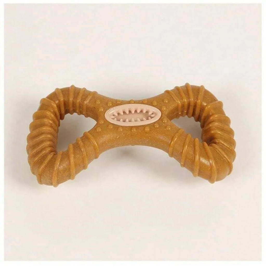 Durable rubber dog chew toy in 8-shape and Y-shape designs for teeth cleaning and play.