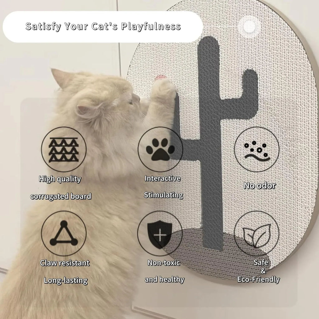 Wall mounted vertical cat scratch pad with corrugated cardboard scratching surface