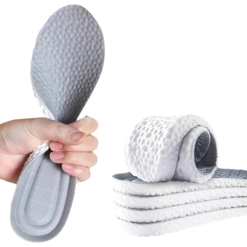 Breathable PU sports insoles in grey, black or orange colours with trimmable design for size customisation