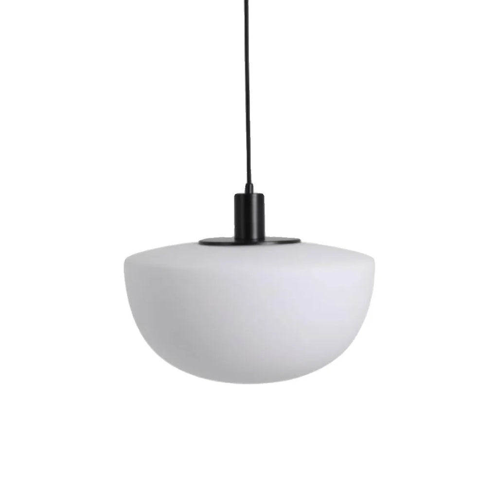 Simple modern milky white glass single-head pendant light suspended from ceiling