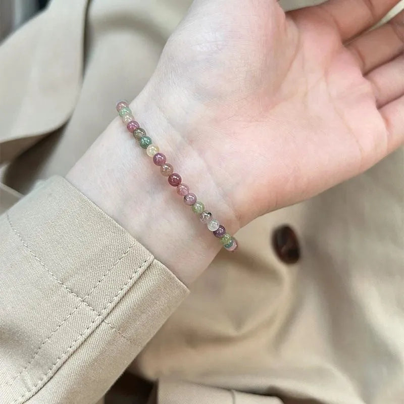 Women's pink crystal bracelet with electroplated alloy finish and geometry shape