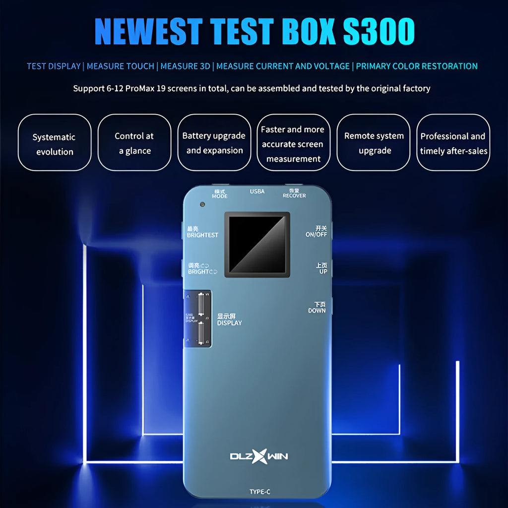 S300 mobile phone screen tester assembly tool for Huawei models on a repair bench.