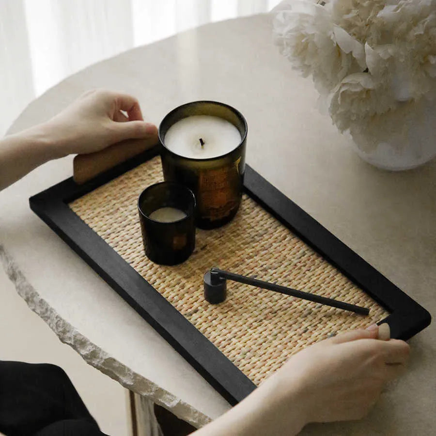 Pine wood dining tray with elegant house compartments in natural wood finish