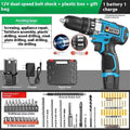 12V two-speed multifunctional impact pistol drill electric screwdriver set with plastic storage box