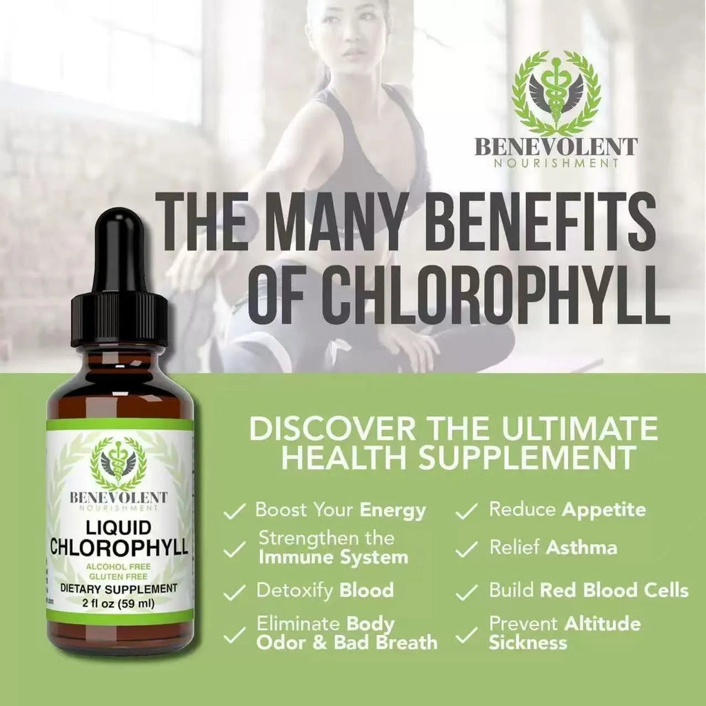 60ml bottle of natural liquid chlorophyll drops for adult intestinal care and dietary supplementation