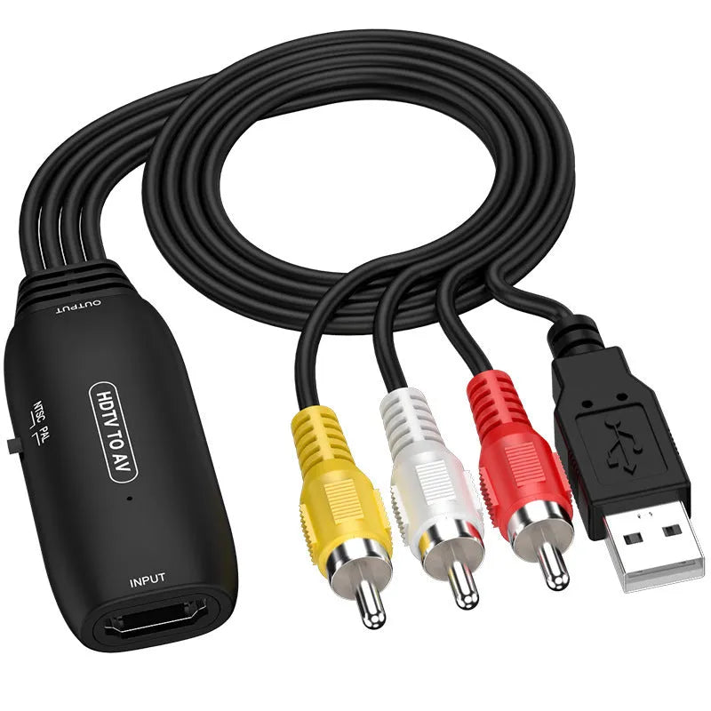 HDMI to AV converter adapter with 110cm cable for video signal conversion