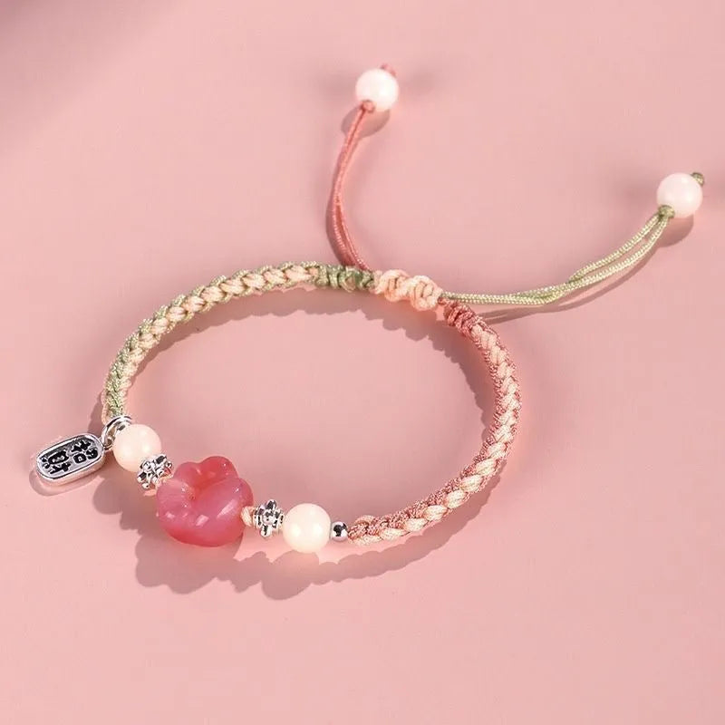 Cat's paw design woven bracelet in couple style with manual processing