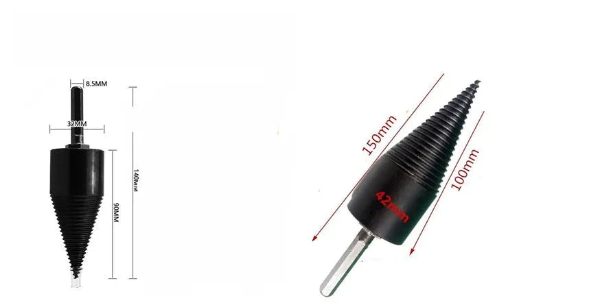 Hexagonal metal wood splitting drill bit for electric hand drills in 32mm and 42mm sizes.