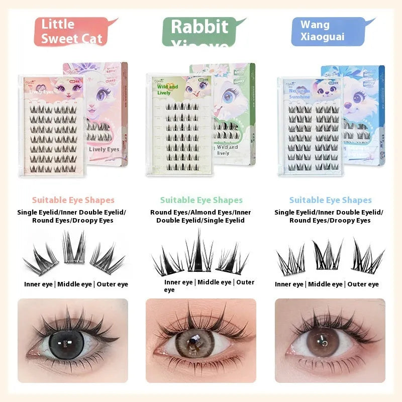 Glue-free self-adhesive false eyelashes with high-grade fiber, 0.07C diameter, sunflower design