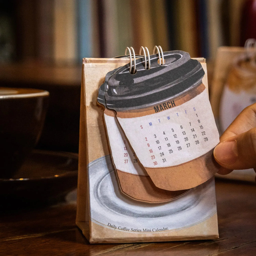 2025 mini desk calendar showing Coffee Time design with simple modern styling