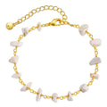 Women's turquoise gravel bracelet with irregular stones on 18K gold-plated copper geometric frame