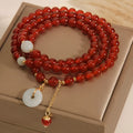 Red agate crystal multi-layer bracelet for women with adjustable length in retro ethnic style