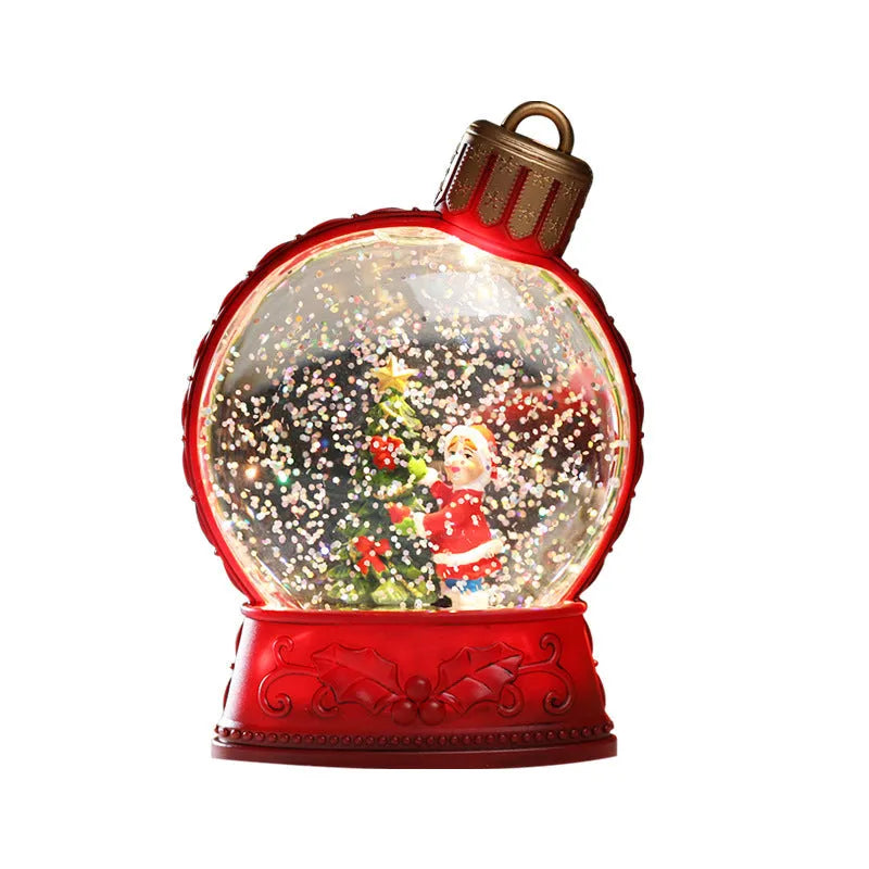 Set of four battery-powered LED Christmas decoration figures including old man, snowman, child tree and angel