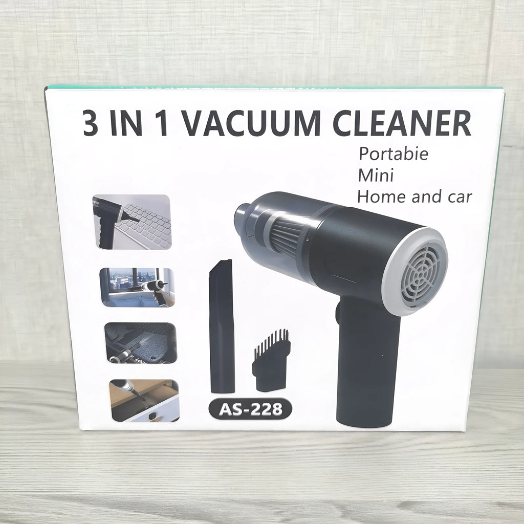 Multifunctional handheld car cleaner in black ABS body with transparent PS cover for car interior detailing
