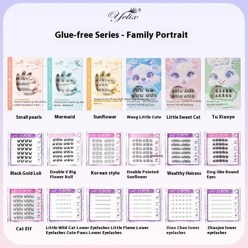 Glue-free self-adhesive false eyelashes with high-grade fiber, 0.07C diameter, sunflower design