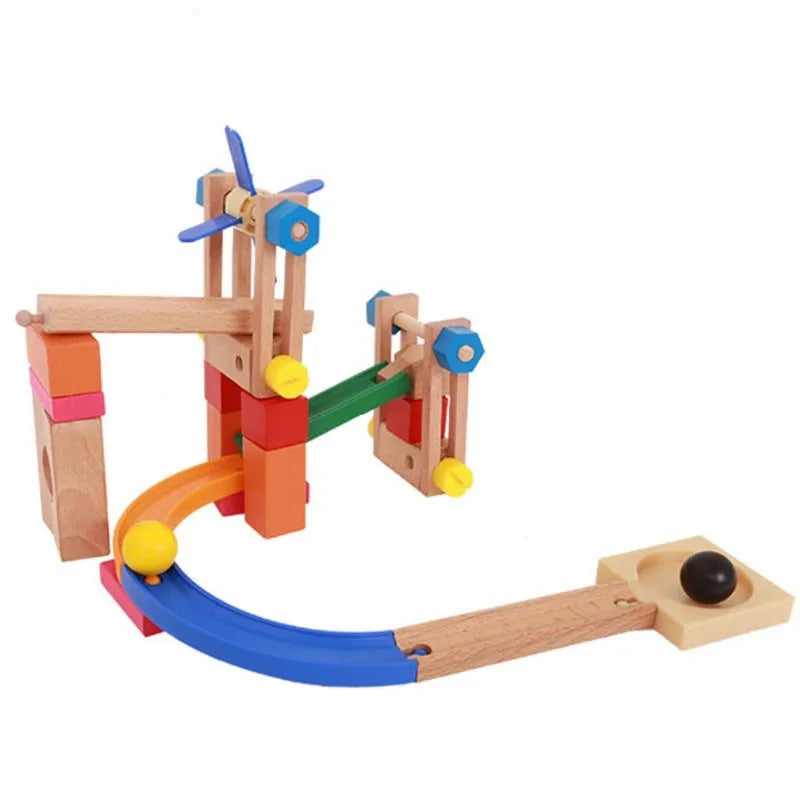 Wooden track building blocks set educational toy for children aged 4-6, supplied as 1 set