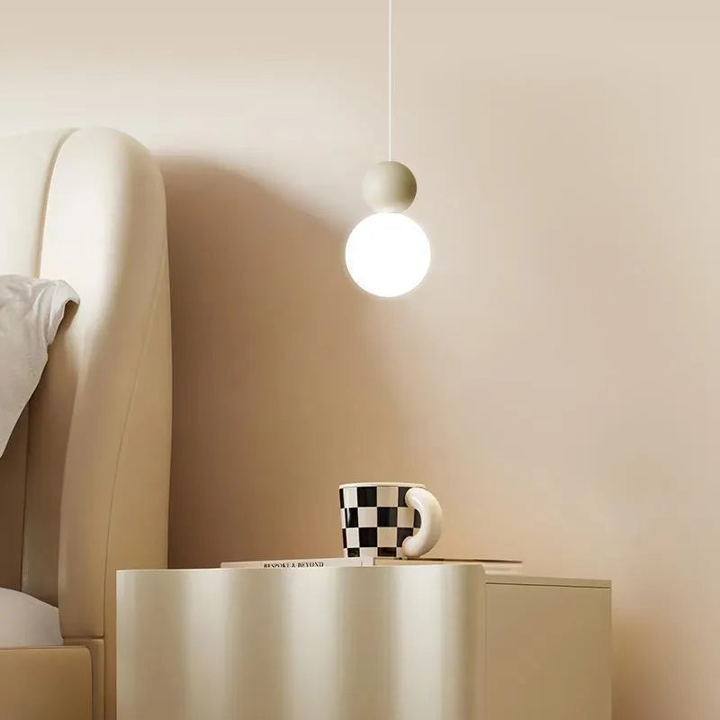 Cream Nordic pendant chandelier with 2 heads, chrome finish, for bedroom dining room 220V