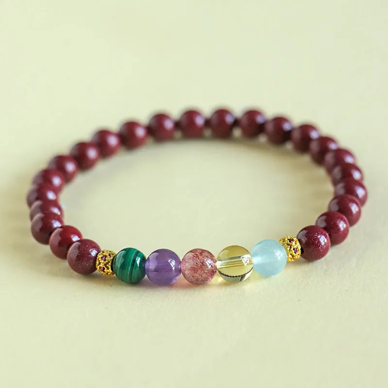 Purple gold sand quartz crystal string beads bracelet in couple design style