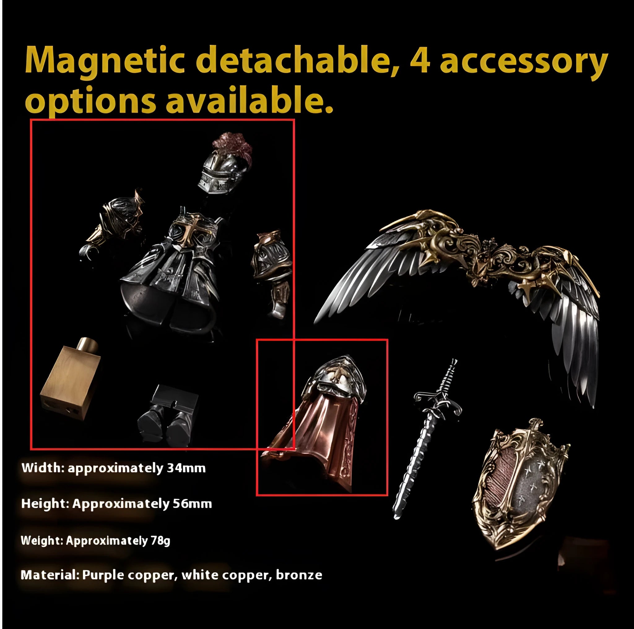 Paladin national style crusader decorative ornament set with holy sword, cloak, shield, and angel wings on display