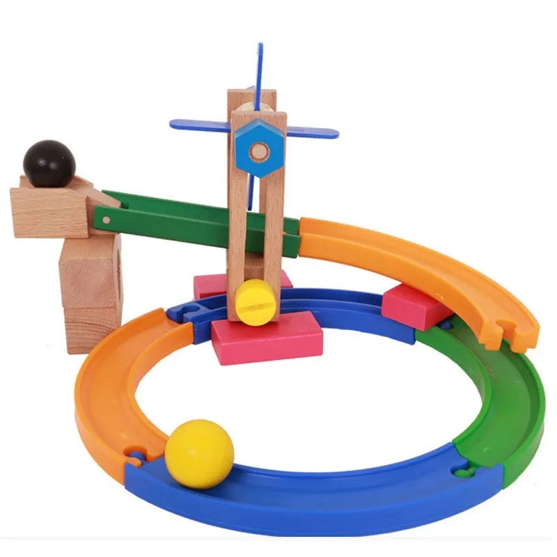 Wooden track building blocks set educational toy for children aged 4-6, supplied as 1 set