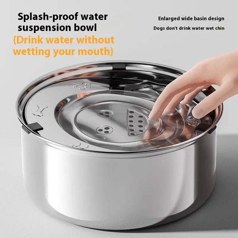 Silver stainless steel large capacity pet water bowl for dogs and cats with 304 material construction