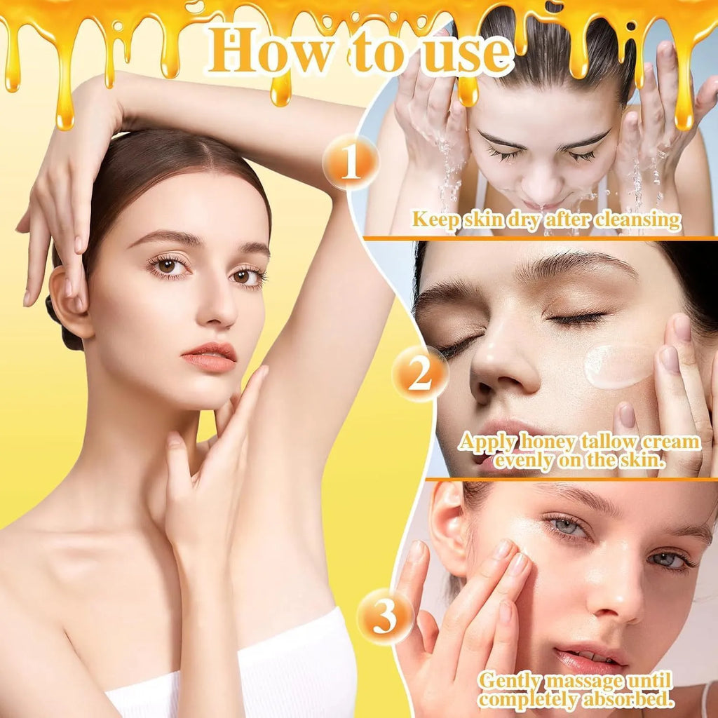 50g tub of honey tallow moisturising cream for dry and combination skin