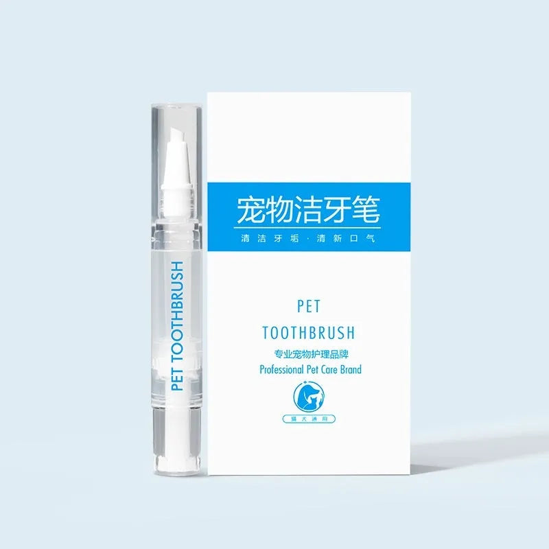 Plastic pet toothbrush pen for dogs with rotating toothpaste dispenser for dental cleaning