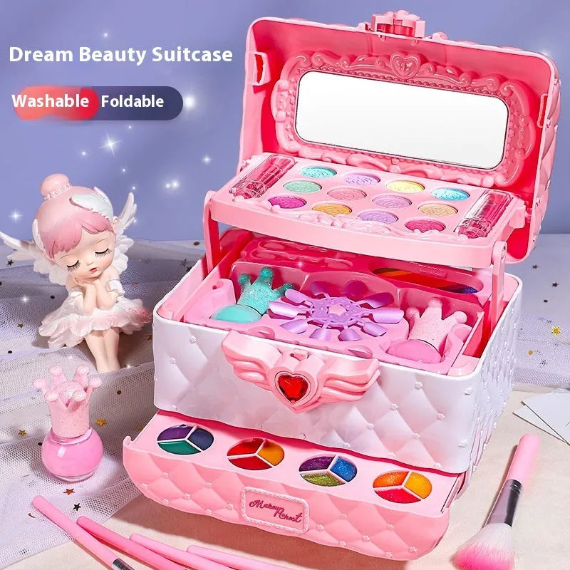 Colourful Princess cosmetic bag with plastic makeup toy set for children aged 4-6 years old