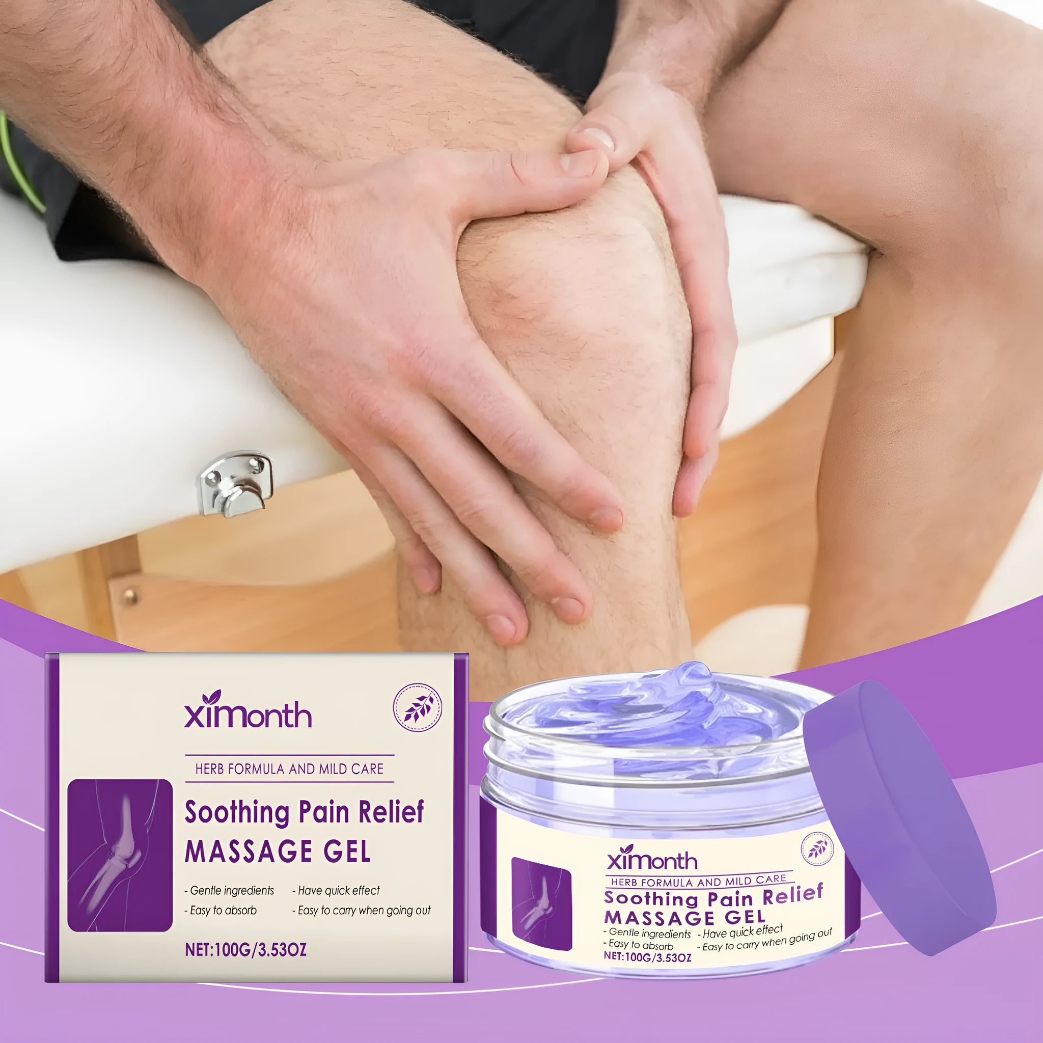 100g tube of body massage gel for joint, knee and elbow care on a plain background