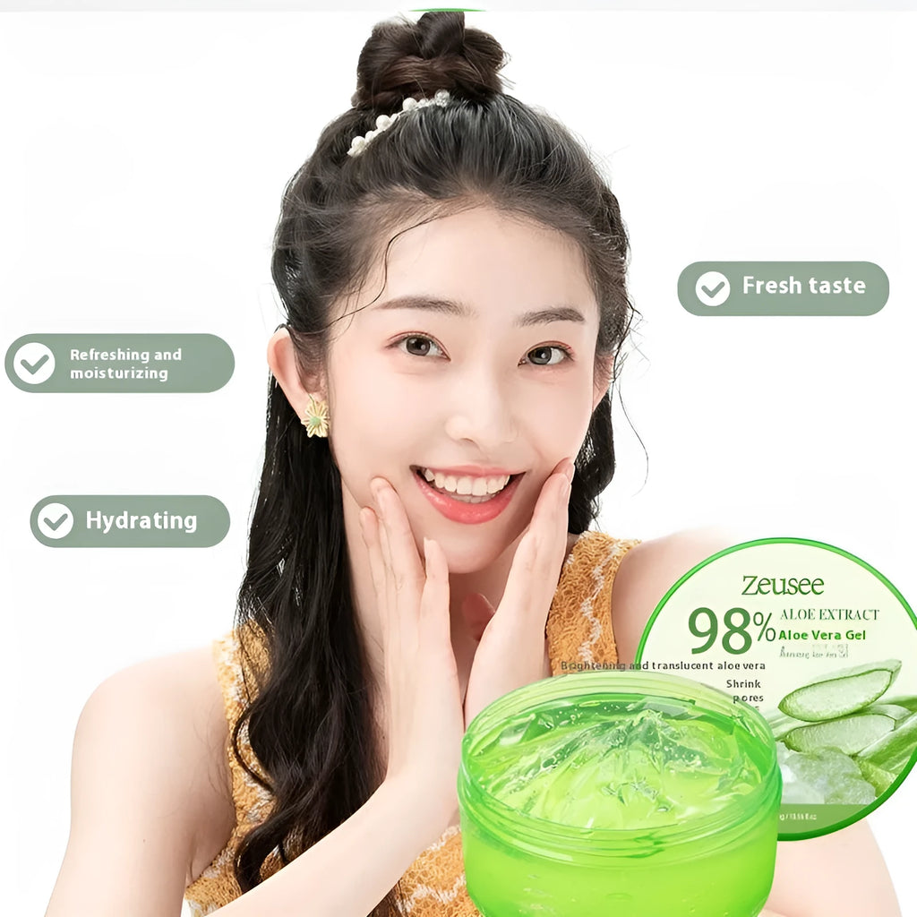 300g tub of 98% aloe vera gel facial cream with application spoon for acne control