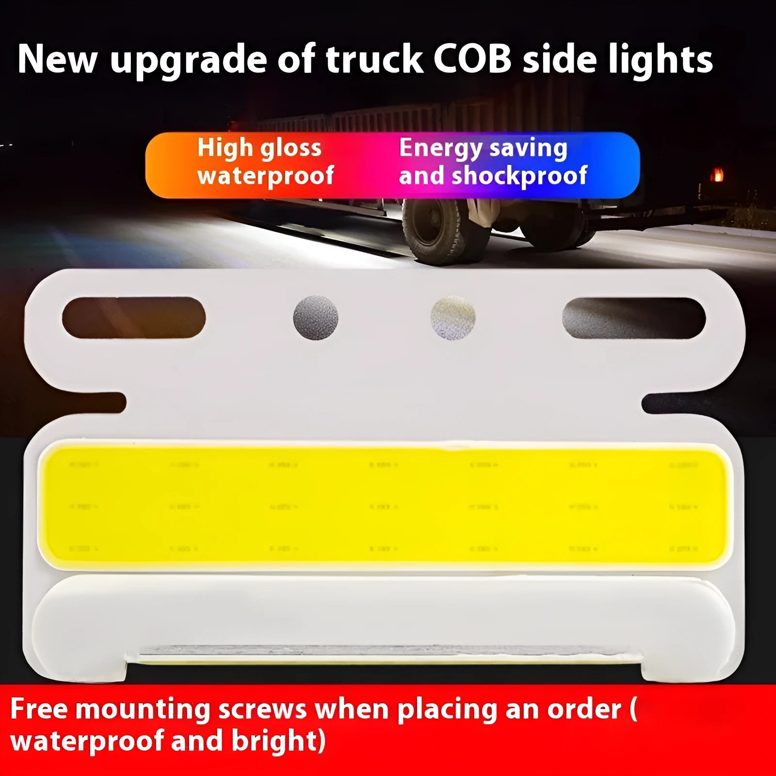 12V 24V aluminium alloy COB LED truck side light and grounded tyre light in multiple colours.