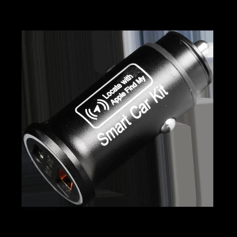 Black ABS plastic car charger GPS locator for vehicle tracking and anti-theft security.