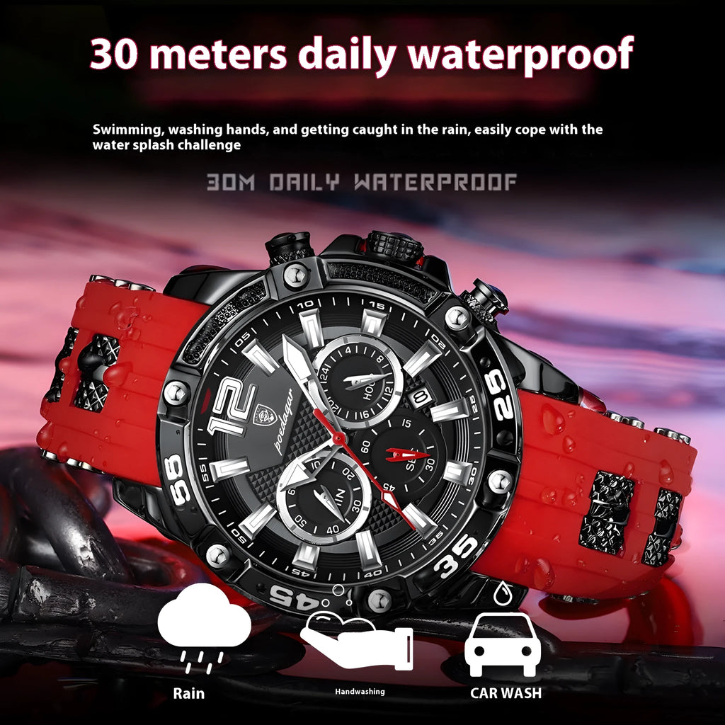 Men's quartz watch with silicone band and 8mm slim case in casual style