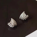 Geometric line design earrings with electroplated platinum finish