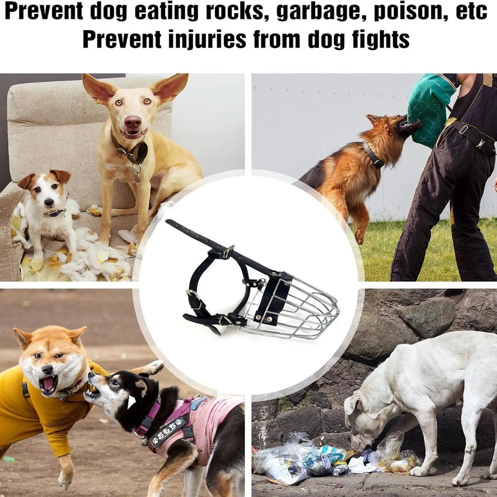 Black metal bar dog muzzle for a golden retriever or German shepherd