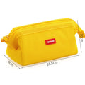 Oxford cloth pencil case with double zipper open showing interior compartment