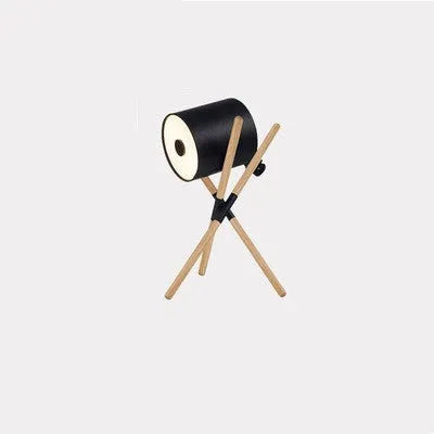 Modern wood three fork floor lamp with acrylic shade and included matching desk lamp